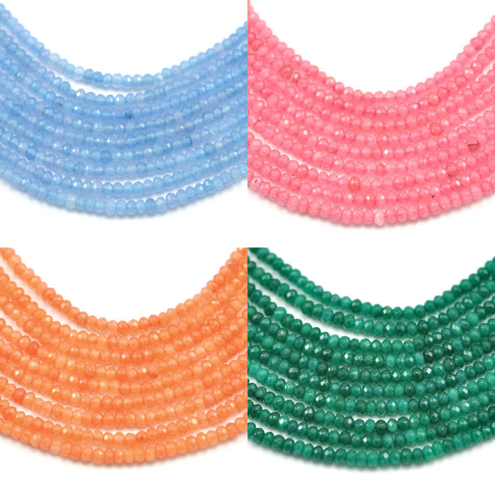 3 mm faceted spacer beads rondelle agate semi-precious gemstone in various colours