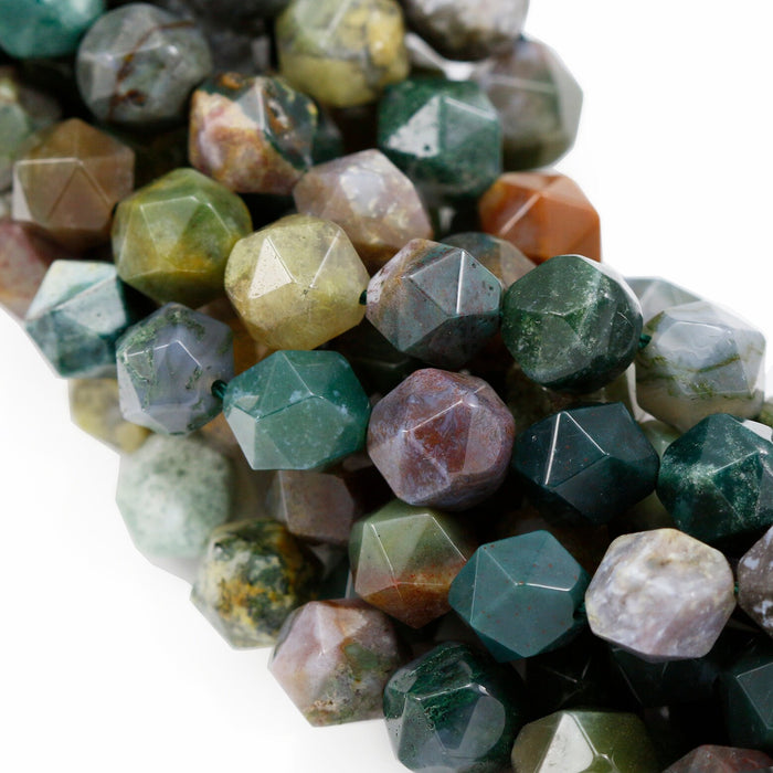 8 mm Faceted Nugget Star Cut Semi-precious Gemstone Beads for Jewellery Making