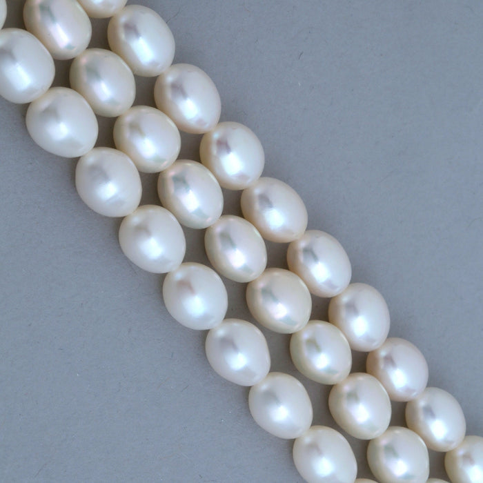 Ivory White Rice Oval Teardrop Freshwater Pearls Beads AA for Jewellery Making Craft