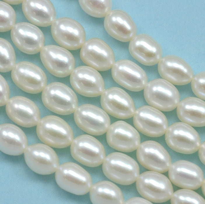 Ivory White Rice Oval Teardrop Freshwater Pearls Beads AA for Jewellery Making Craft