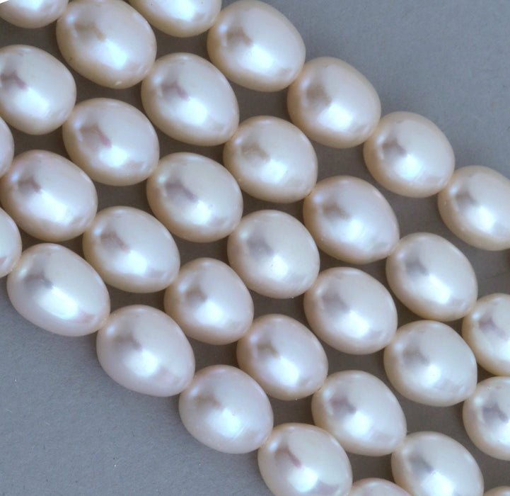 Ivory White Rice Oval Teardrop Freshwater Pearls Beads AA for Jewellery Making Craft