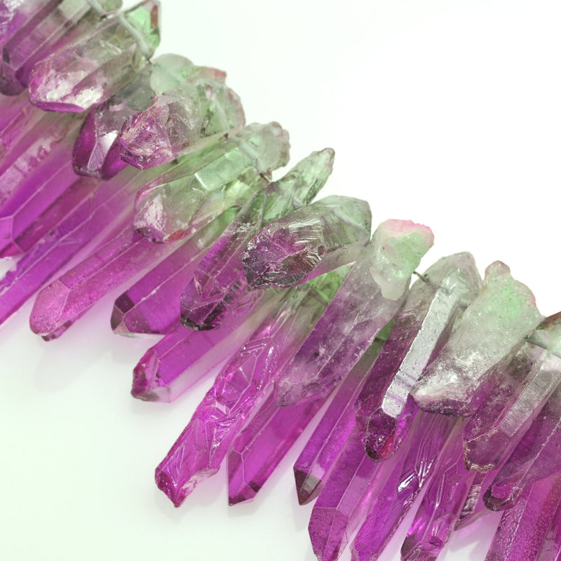 10 pcs  Raw Druzy Quartz  Shard Flame Aura Crystal Stick Gemstone Beads