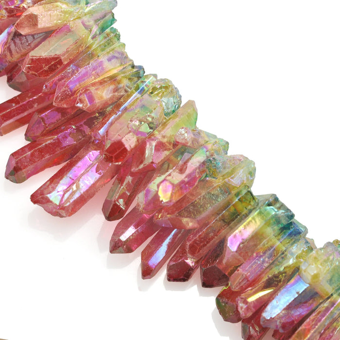 10 pcs  Raw Druzy Quartz  Shard Flame Aura Crystal Stick Gemstone Beads