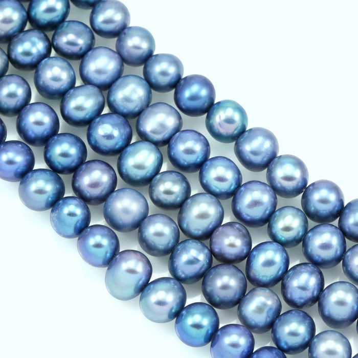 6-7 mm Near Round Blue or Taupe freshwater Pearls Beads A