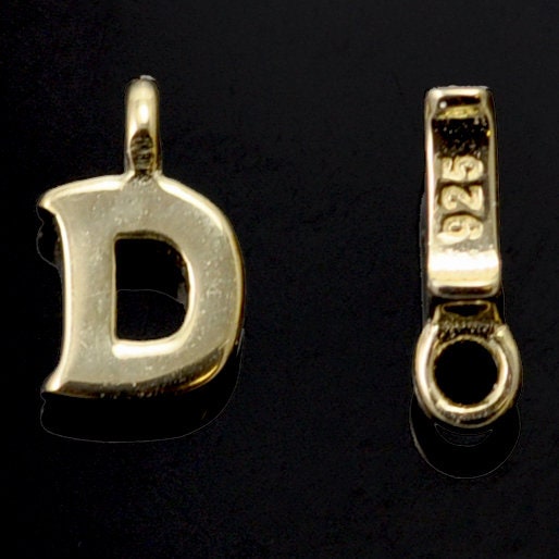 Gold Vermeil Tiny letters in Sterling Silver 925 ,  alphabet charms . Genuine Solid 925 Initials