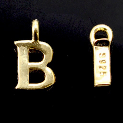 Gold Vermeil Tiny letters in Sterling Silver 925 ,  alphabet charms . Genuine Solid 925 Initials