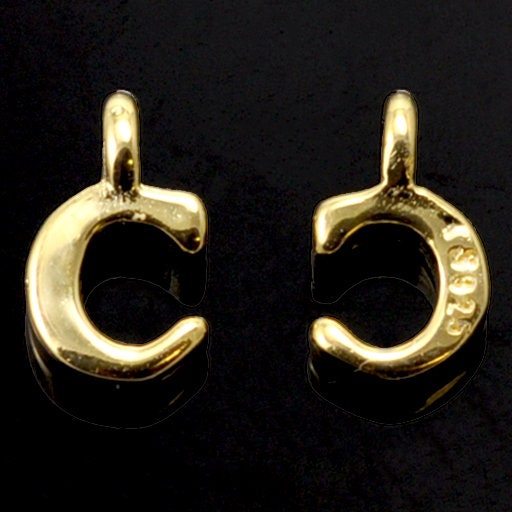 Gold Vermeil Tiny letters in Sterling Silver 925 ,  alphabet charms . Genuine Solid 925 Initials