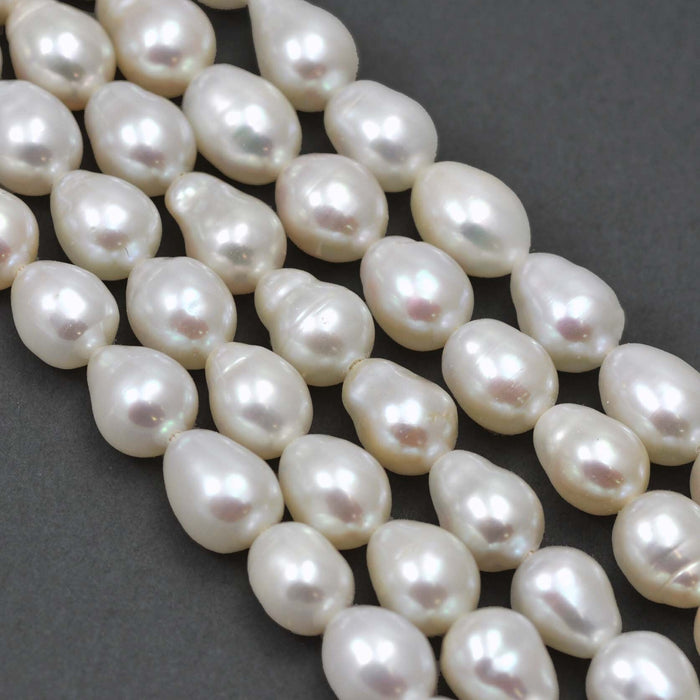 Ivory White Teardrop  Oval AK Freshwater Loose Pearls for Jewellery Making 7-8 mm