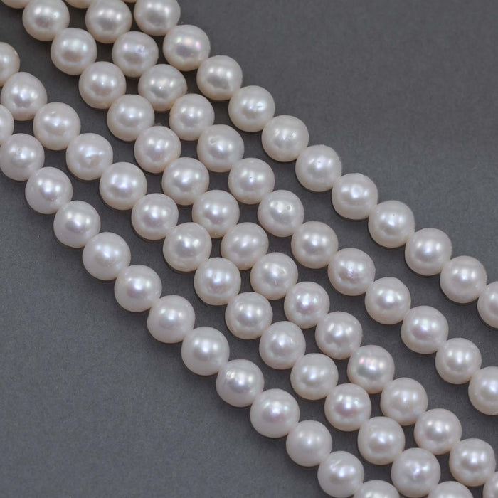 Ivory White Round AK Freshwater Loose Pearl Beads for Jewellery Making 4mm, 6mm, 7mm and 8mm A