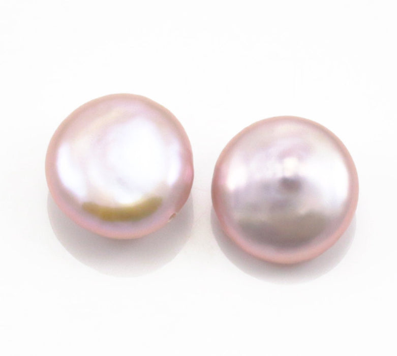 Dusty Oyster Pink Coin Flat Round Disc Cultured Freshwater Loose Pearls AA