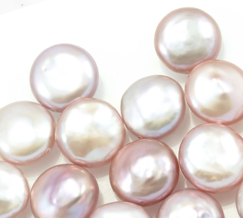 Dusty Oyster Pink Coin Flat Round Disc Cultured Freshwater Loose Pearls AA