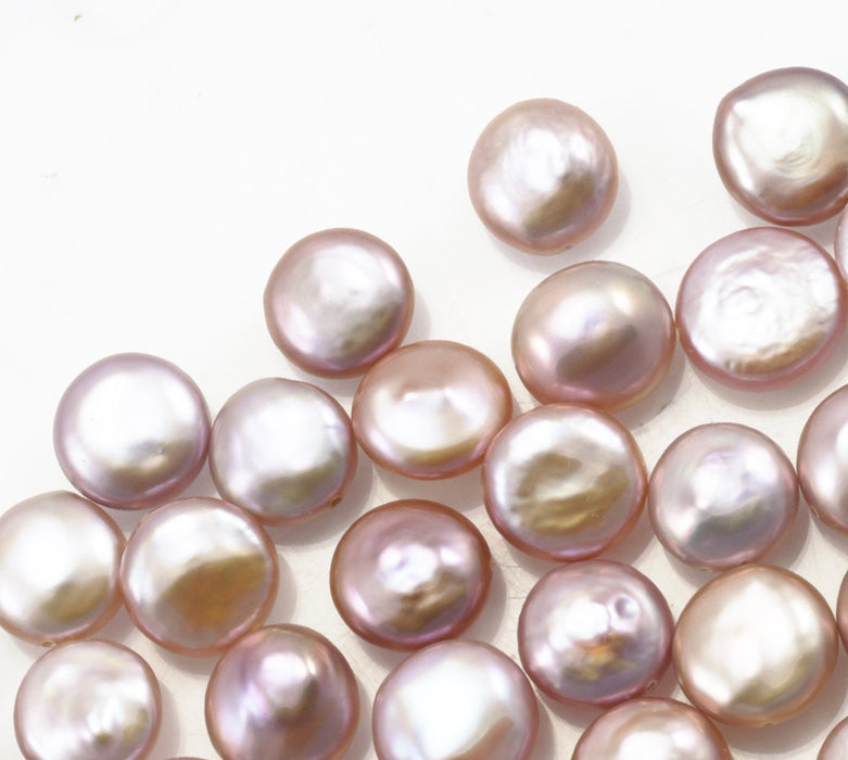 Dusty Oyster Pink Coin Flat Round Disc Cultured Freshwater Loose Pearls AA