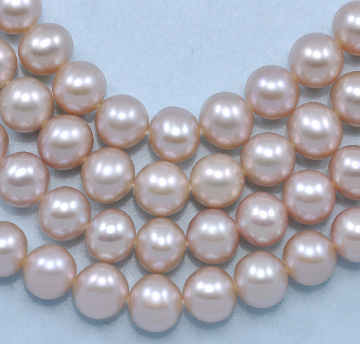 Natural Pearls Oyster Peach Mauve Dusty Pink ,  Near Round Freshwater Pearls Beads A