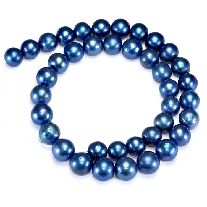 10-12 mm Blue Large Nucleated Edison Round Genuine Freshwater Pearls