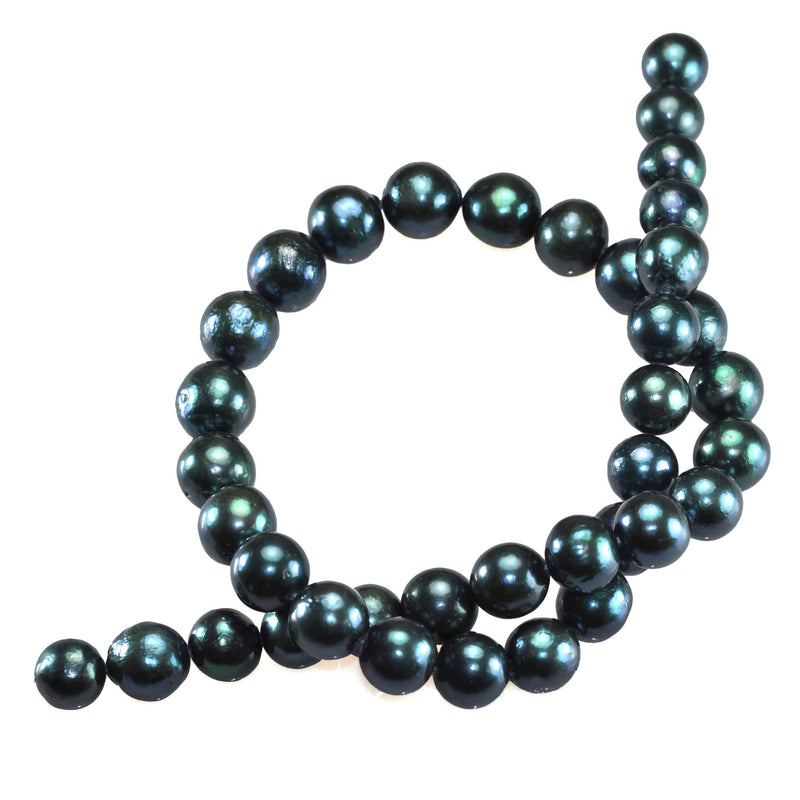 10-12 mm Dark Green Large Nucleated Edison Round Genuine Freshwater Pearls