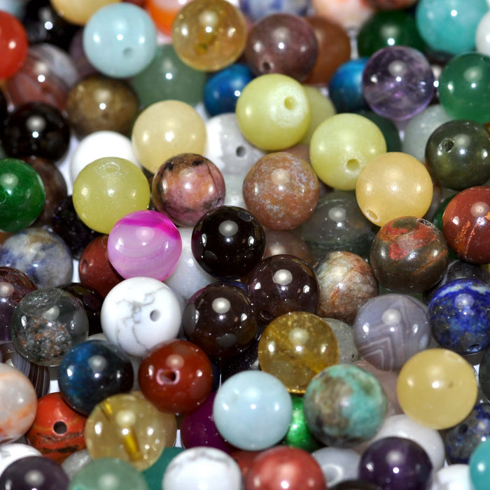 Mixed Round Semi Precious Gemstone Beads for Jewellery Making  4mm, 6 mm, 8 mm and 10mm