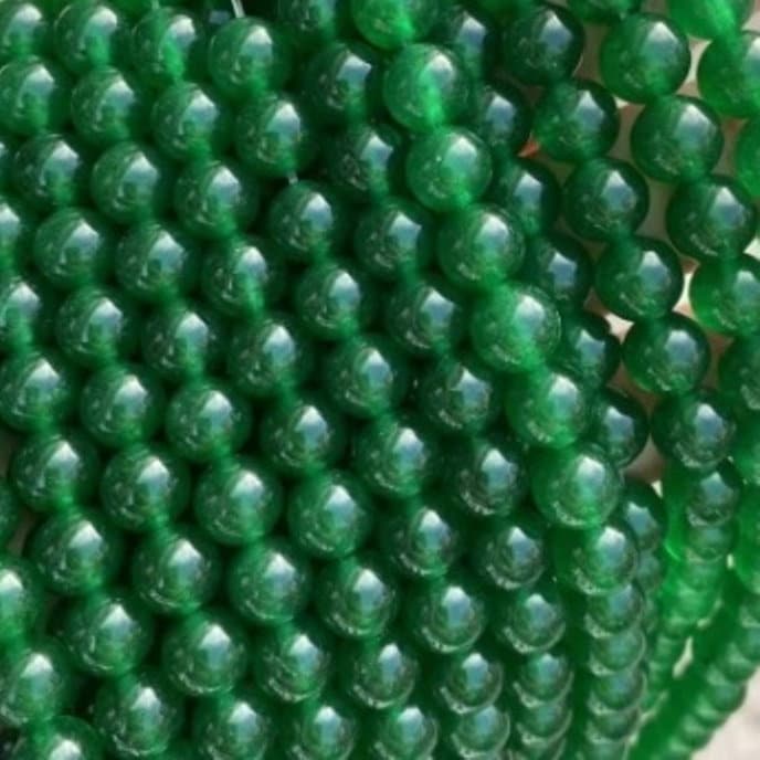 6mm Round Green Semi-precious Gemstone Beads for Jewellery Making 60 Pcs