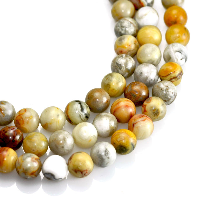 8mm Yellow Semi-precious Gemstone Round beads for Jewellery Making 48Pcs