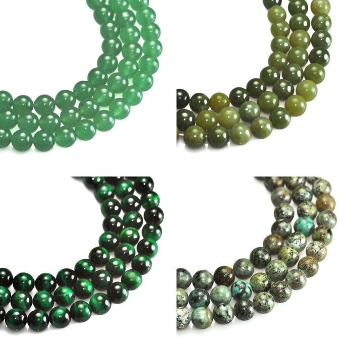 8mm Green Semi-precious Gemstone Round beads for Jewellery Making 48Pcs