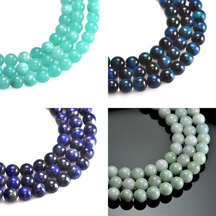 8mm Blue Semi-precious Gemstone Round beads for Jewellery Making 48Pcs