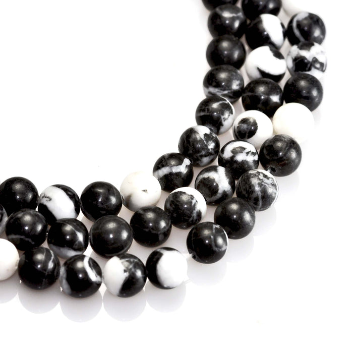 8mm Black White Grey Semi-precious Gemstone Round beads for Jewellery Making 48Pcs