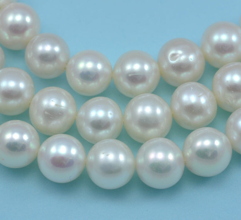 Ivory White Near Round Freshwater Pearls Loose Beads for Jewellery Making