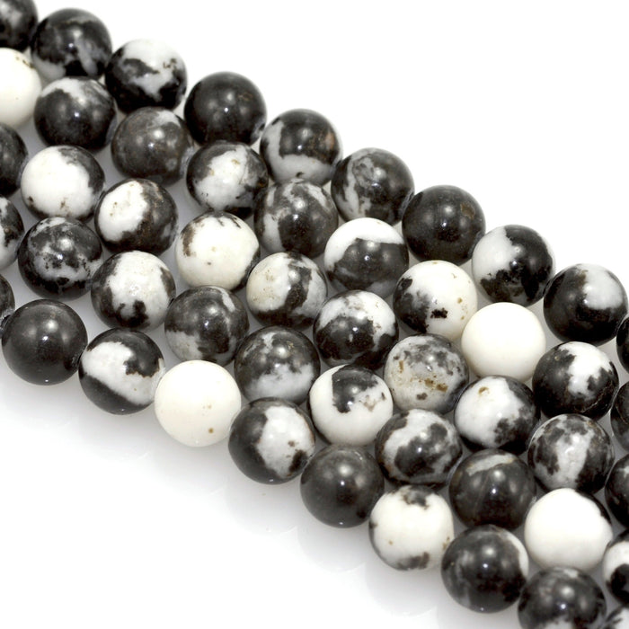 6mm Black White Grey Semi-precious Gemstone Round beads for Jewellery Making 60Pcs