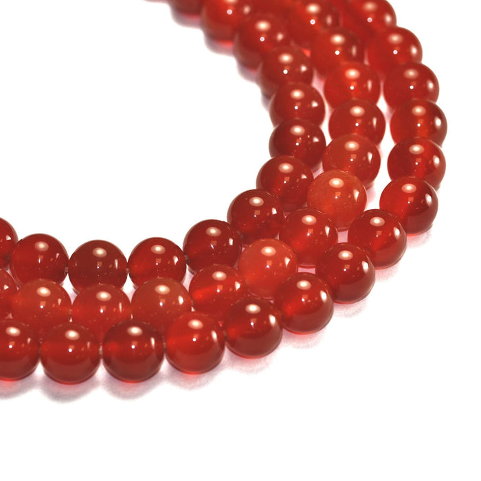 8mm Red Orange Round Semi-precious Gemstone Beads for Jewellery Making 48Pcs