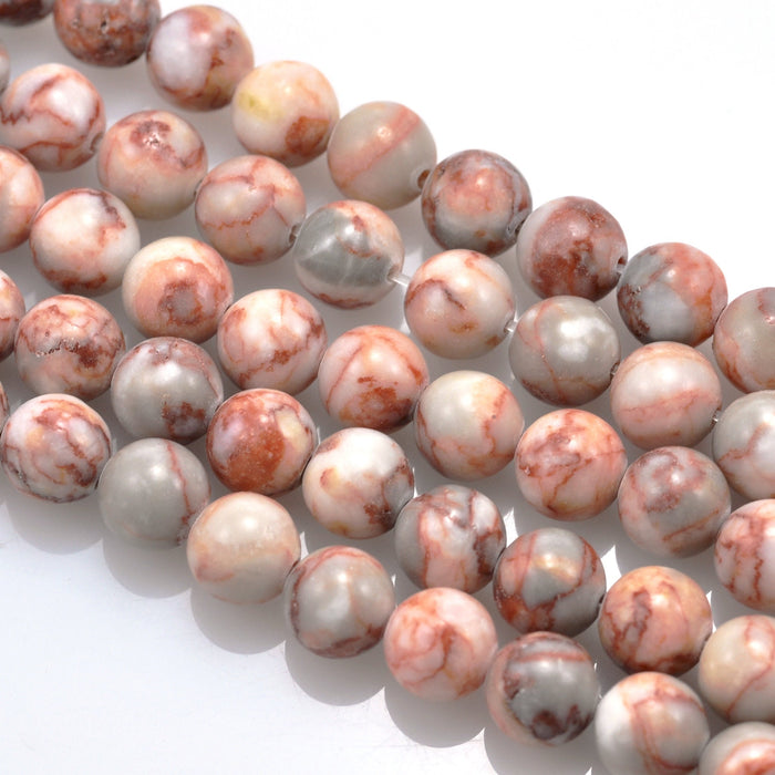 6mm Red Orange Semi-precious Gemstone Round beads for Jewellery Making 60 Pcs