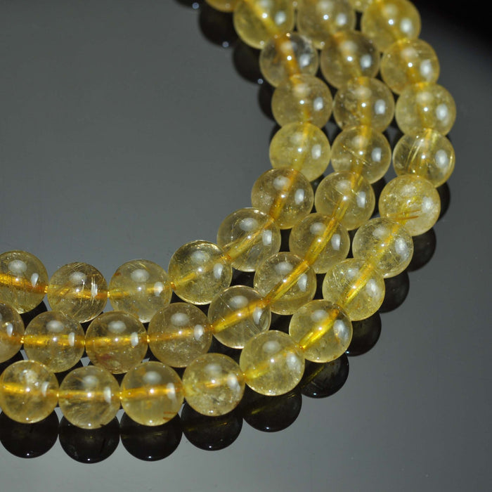 8mm Yellow Semi-precious Gemstone Round beads for Jewellery Making 48Pcs