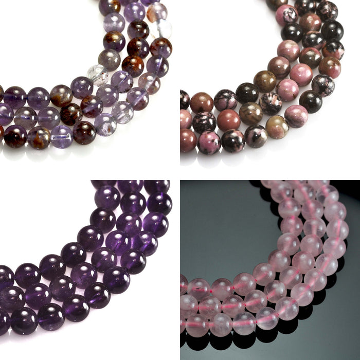 8mm Purple Pink Semi-precious Gemstone Round beads for Jewellery Making 48Pcs