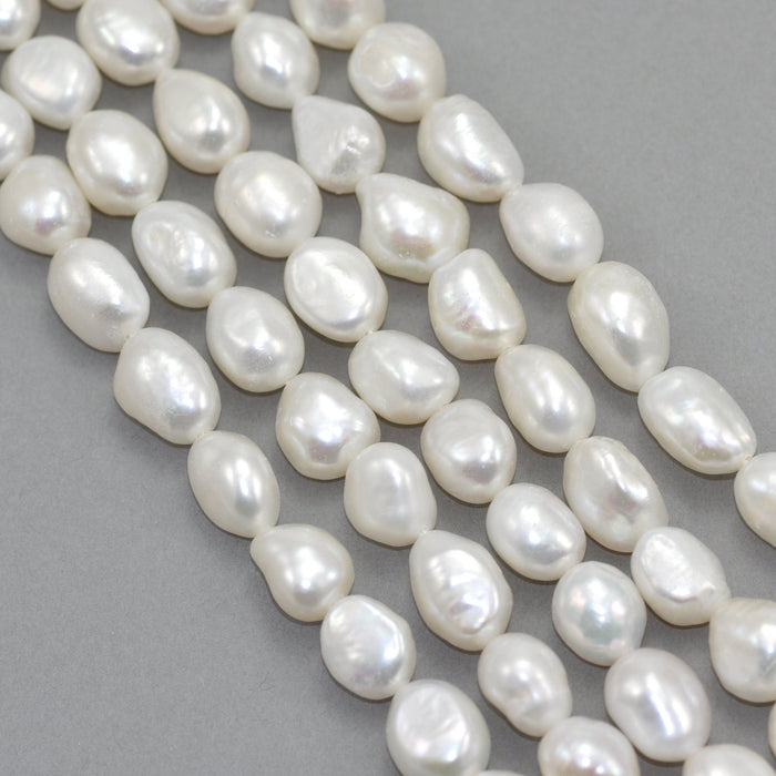 Ivory White Oval Baroque Freshwater Loose Pearls for Jewellery Making A