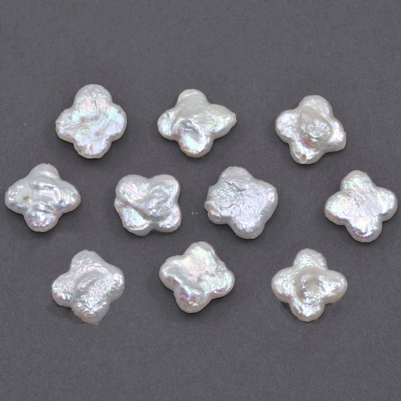 Ivory White Four-Leaf Clover Freshwater Loose Pearls for Jewelery Making 11-12mm