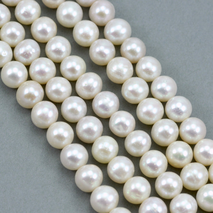 Ivory White Near Round Freshwater Pearls Loose Beads for Jewellery Making