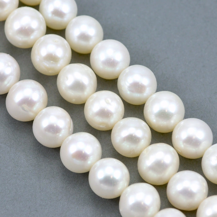 Ivory White Near Round Freshwater Pearls Loose Beads for Jewellery Making