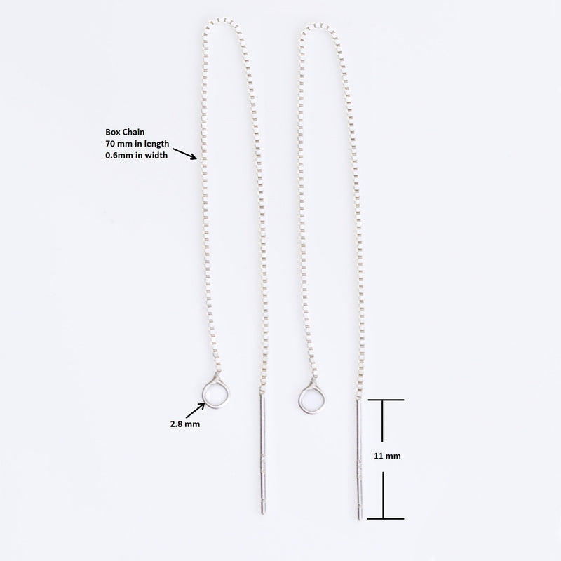 Genuine 925 Sterling Silver Pull through Chain Earring Threaders Jewellery Findings 70mm