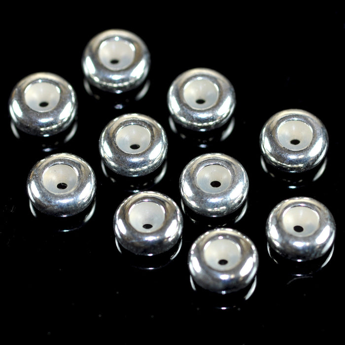 Genuine 925 Sterling Silver Rondelle Spacer Beads 6 mm or 7 mm