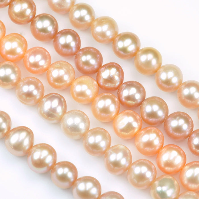 Natural Pearls Oyster Peach Mauve Dusty Pink ,  Near Round Freshwater Pearls Beads A