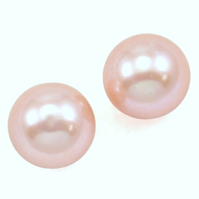 1 Pair Half-drilled Lavender Peach or Dusty Pink Round  Freshwater Pearls AAA- For making earrings or pendants