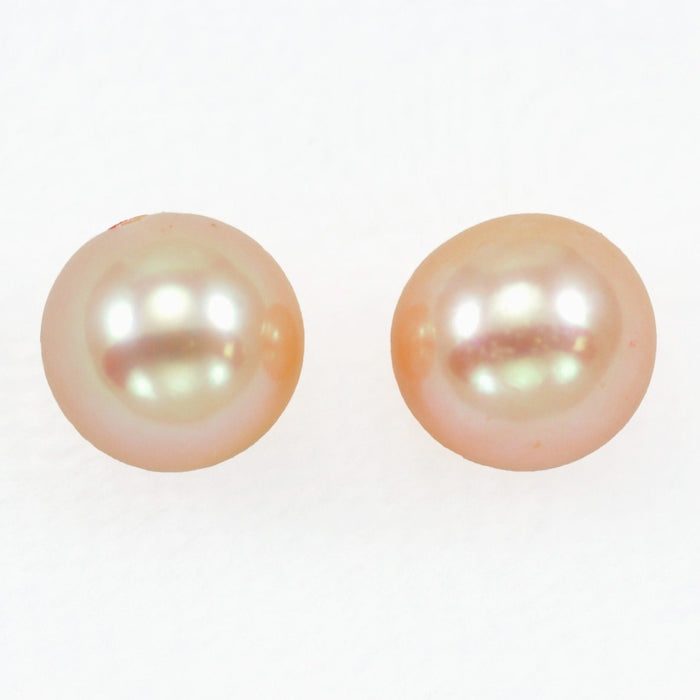 1 Pair Half-drilled Lavender Peach or Dusty Pink Round  Freshwater Pearls AAA- For making earrings or pendants