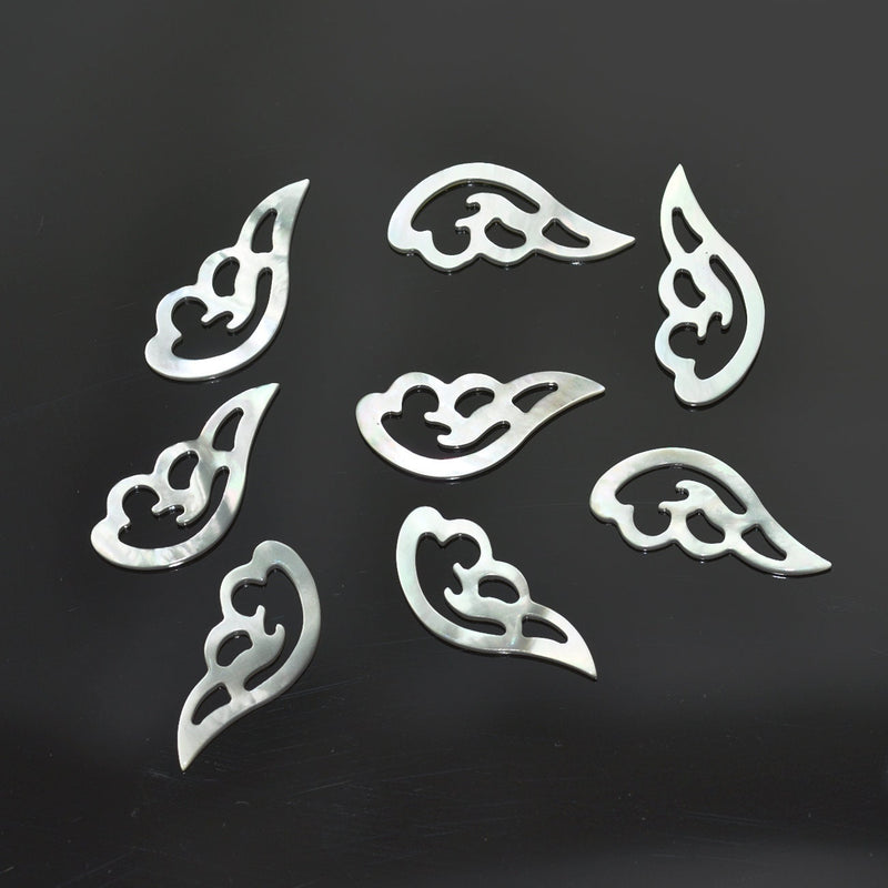 6x Ivory Cream Mother of Pearl Sea Shell Carved Flower Beads Jewellery Making