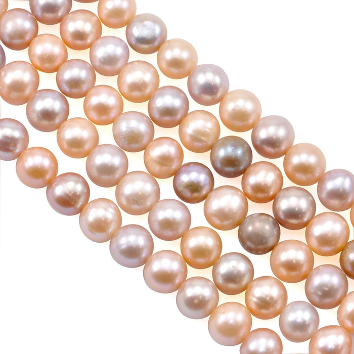 7 mm Dusty Pink Peach Mixed Natural Colours Near Round Freshwater Pearls Beads