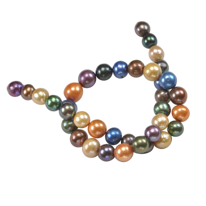 10-12 mm Green Orange Blue Purple Gold Mixed Colour Large Nucleated Round Genuine Edison Freshwater Pearls