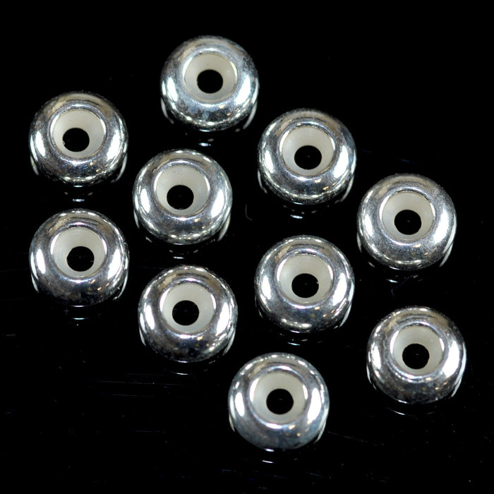 Genuine 925 Sterling Silver Rondelle Spacer Beads 6 mm or 7 mm