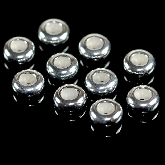 Genuine 925 Sterling Silver Rondelle Spacer Beads 6 mm or 7 mm