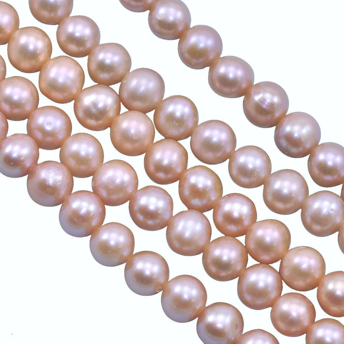 Natural Pearls Oyster Peach Mauve Dusty Pink ,  Near Round Freshwater Pearls Beads A