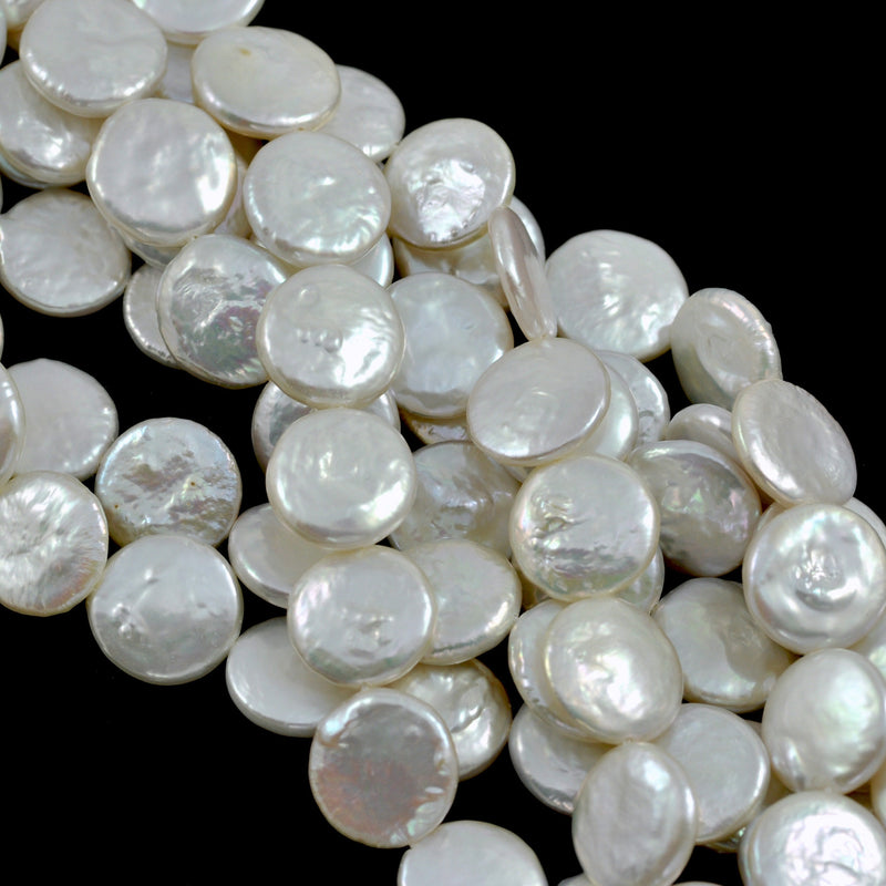 Ivory White Coin Freshwater Loose Pearls for Jewelery Making 11-12mm