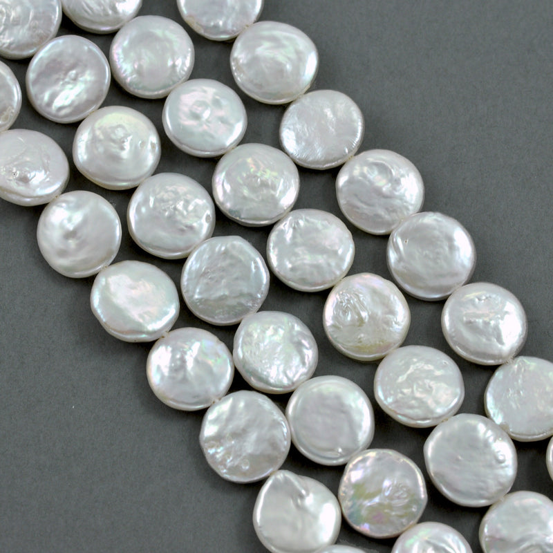 Ivory White Coin Freshwater Loose Pearls for Jewelery Making 11-12mm
