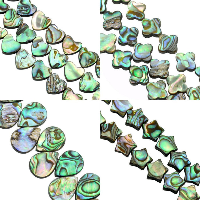 6x Abalone green Shell Mother of Pearl Beads for Jewllery Making