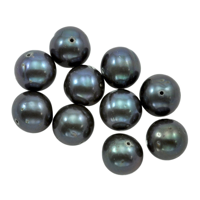 8 mm Peacock Black Round Freshwater Pearls Loose Beads for Jewellery Making A